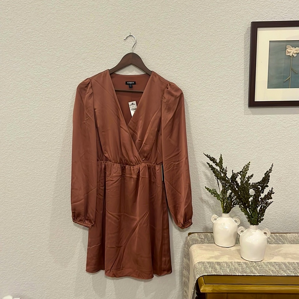 Express pink satin mini dress